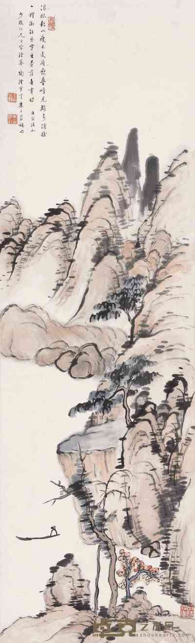 陶沄 山水 立轴 111×34cm